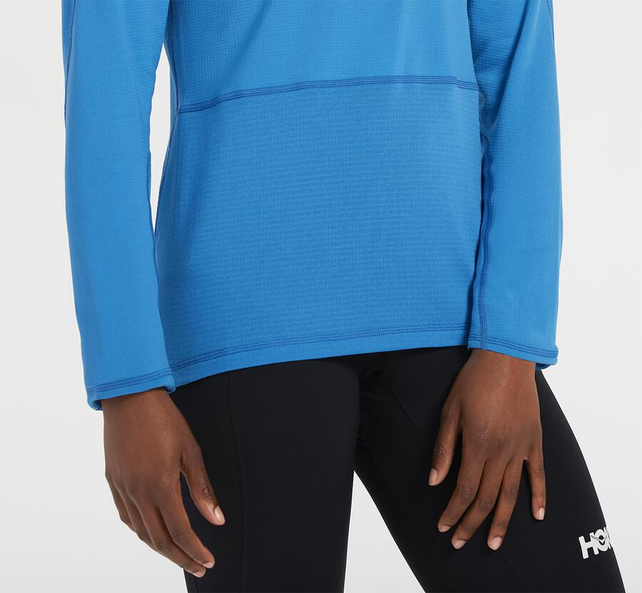 Hoka One One Tops Womens Blue - 1/2 Zip Midlayer - 85016MQRY